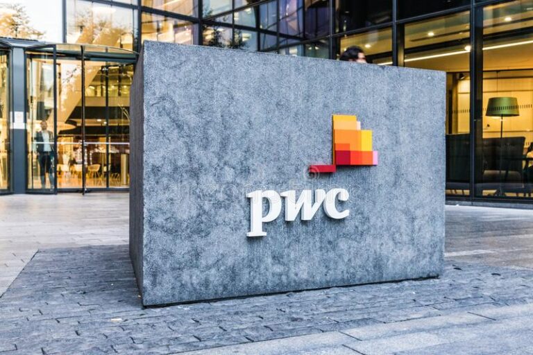 PwC sign outside a PwC office